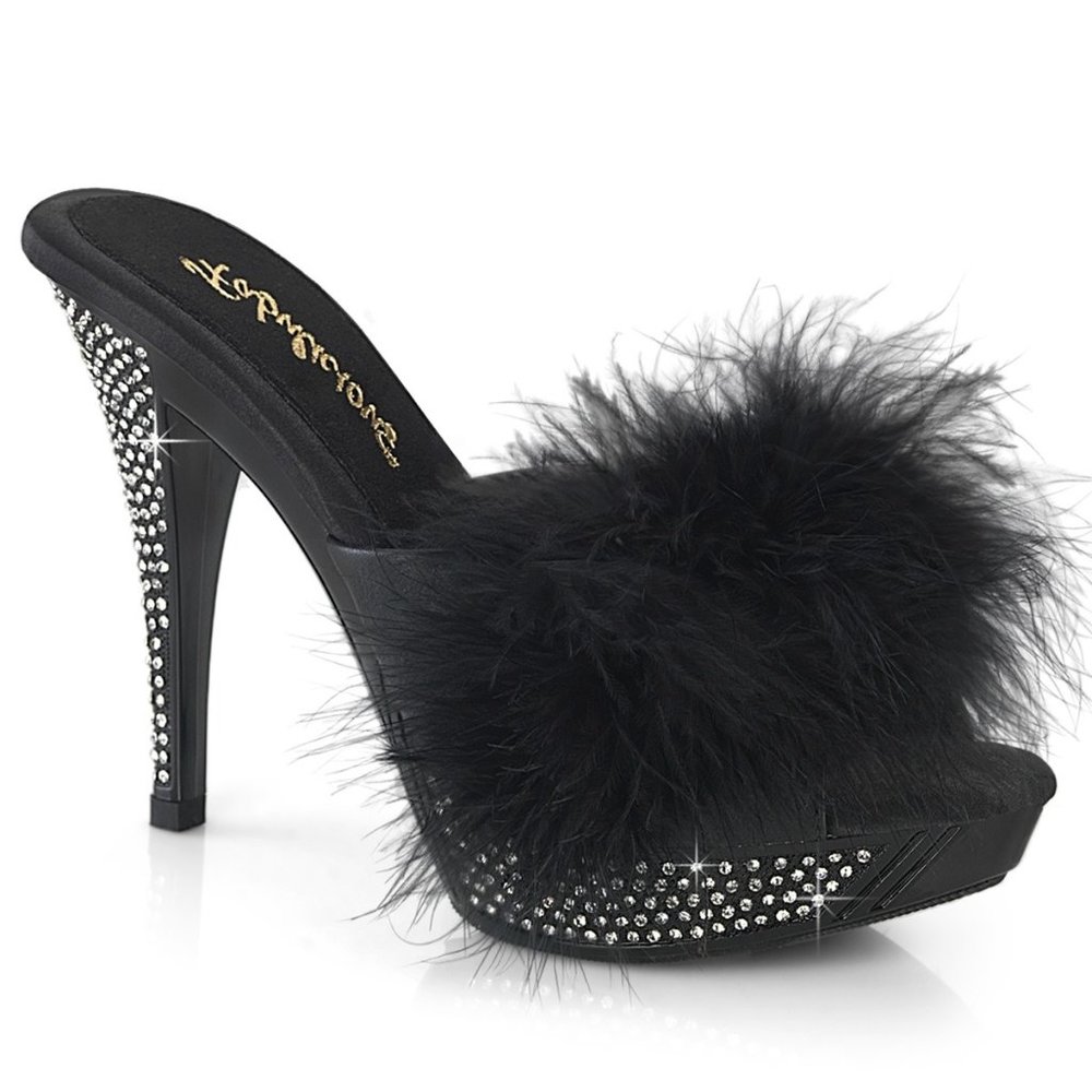 Fabulicious Elegant 401F Marabou Heels Black